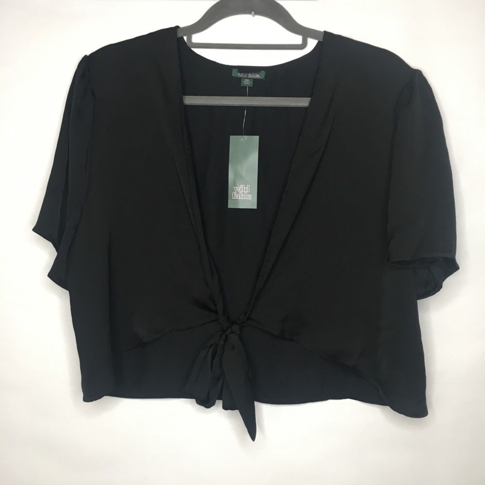 Black front Satin Tie Top shirt XXL Wild Fable